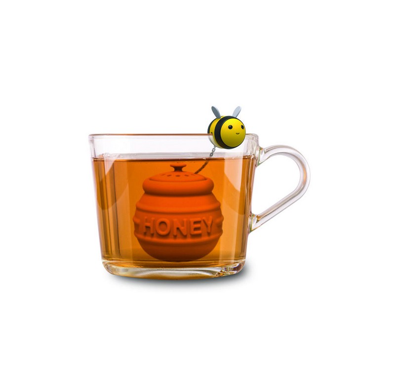 Infusore per tisane a forma di ape e barattolo del miele in silicone alimentare